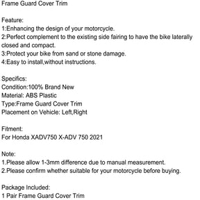 Motorradrahmen Seitenabdeckung Schutzverkleidung für Honda X-ADV 750 XADV750 2021 Generic
