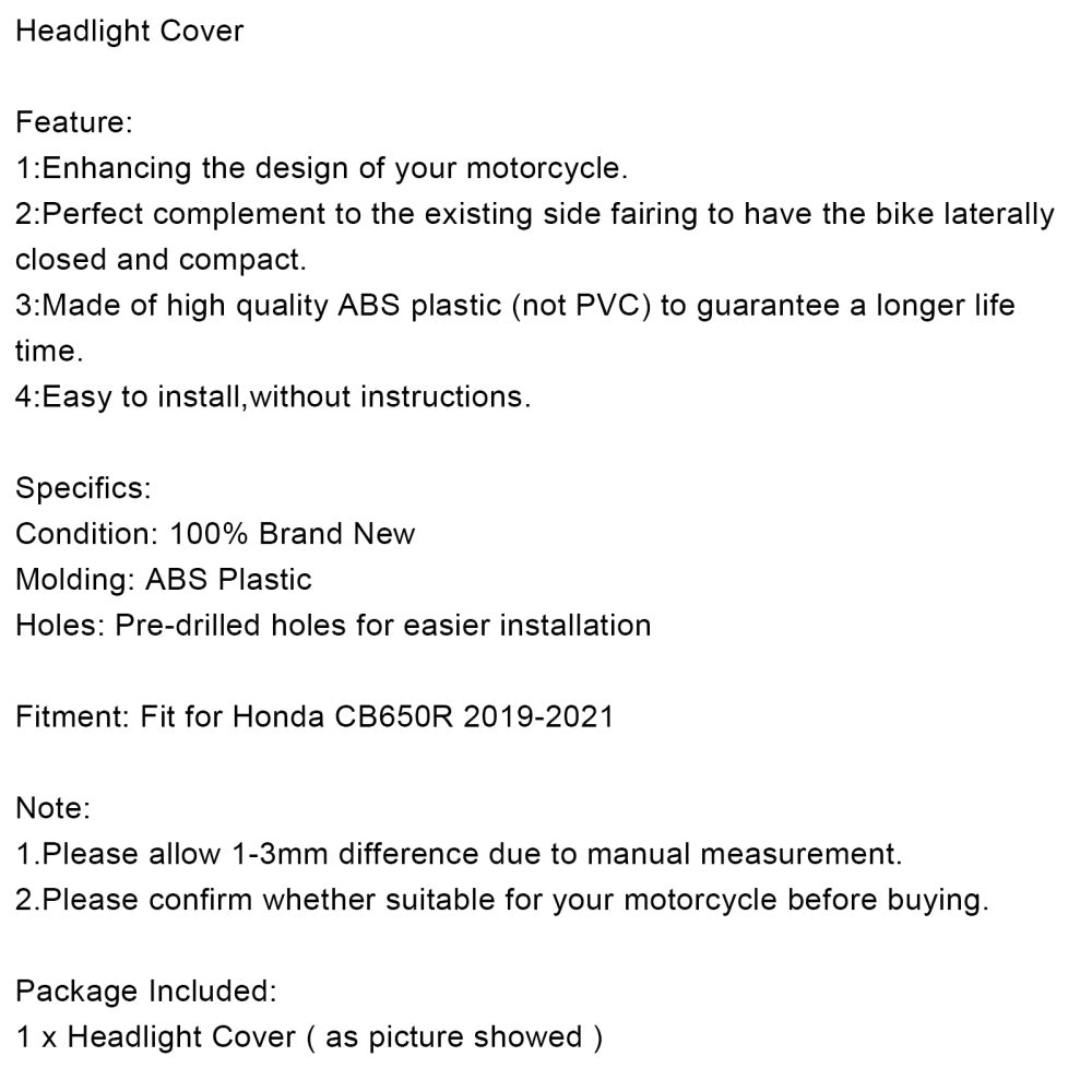 ABS Plastic Headlight Cover Fairing Cowl For Honda CB650R 2019 2020 2021 Generic