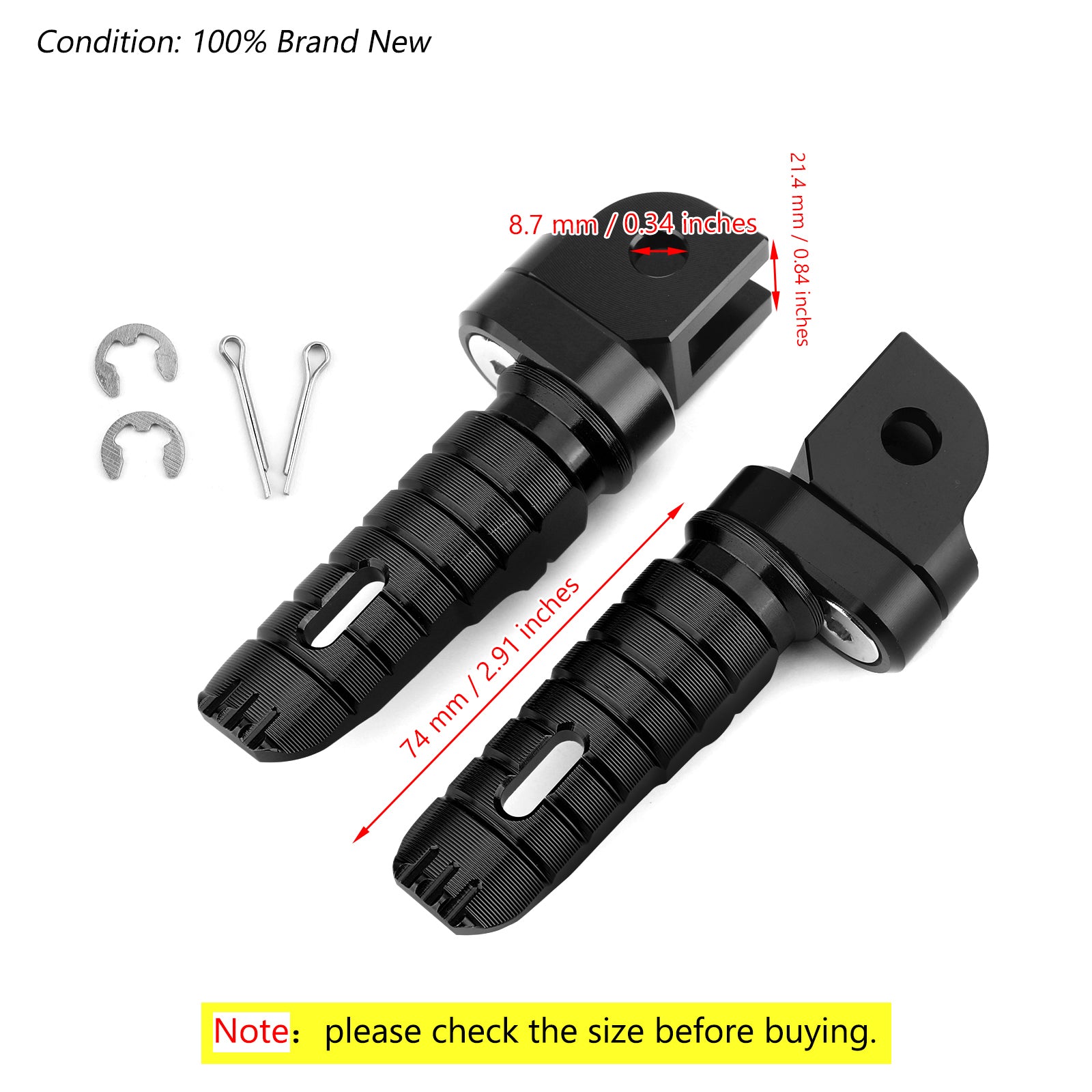 Front Footrests Foot Peg Fit For Honda VTR250 09-13 VFR800F MSX125 GROM125 14-19 CBR1000RR 04-19 CB900F 02-07 Black