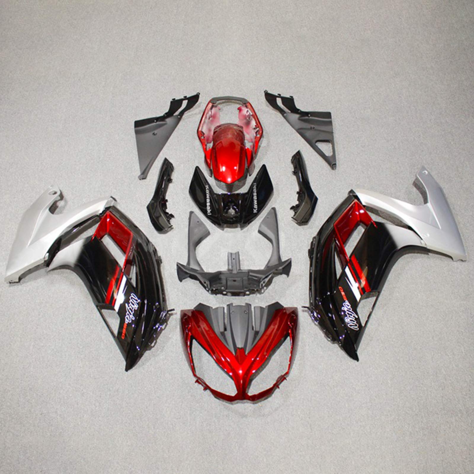 Amotopart 2012-2016 Kawasaki Ninja 650 Red Black Sliver Fairing Kit