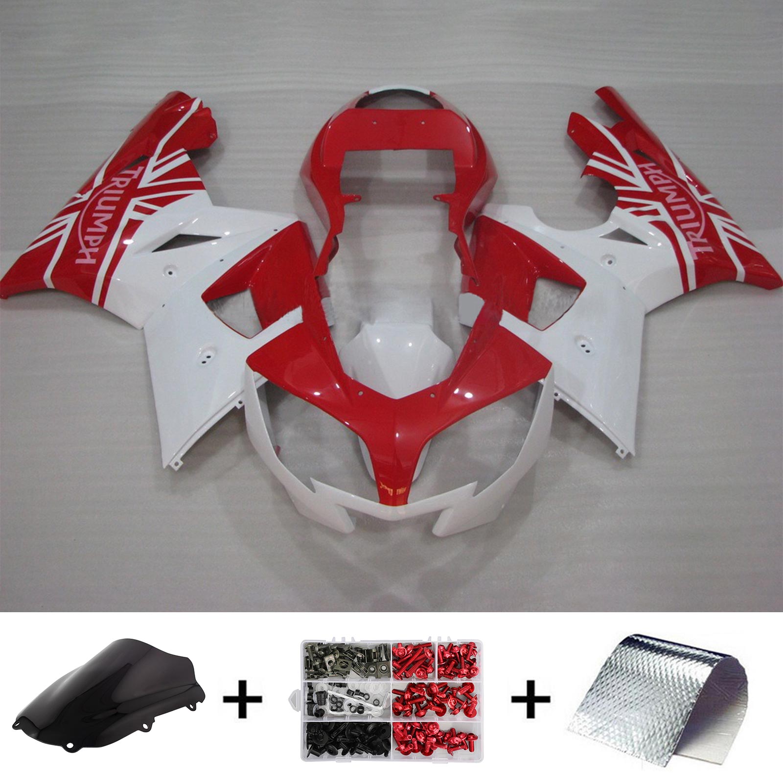 Amotopart Triumph 2002-2005 Daytona 600/650 Kit de carénage rouge et blanc