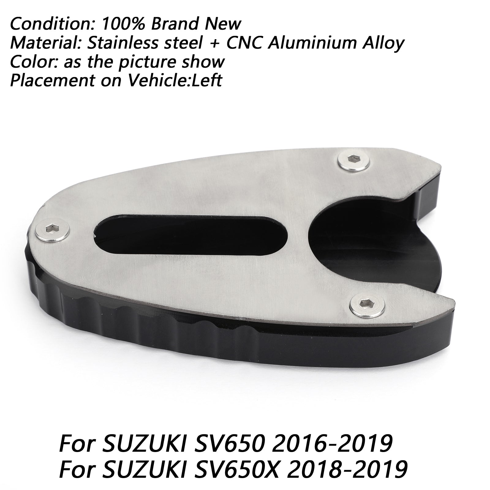 Kickstand Side Stand Plate Extension Pad For SUZUKI SV650 16-19 SV650X 2018-2019
