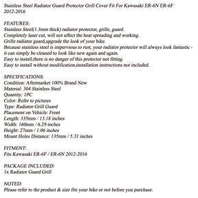 Silberner Kühlergrillschutz für Kawasaki ER-6F / ER-6N 2012-2016