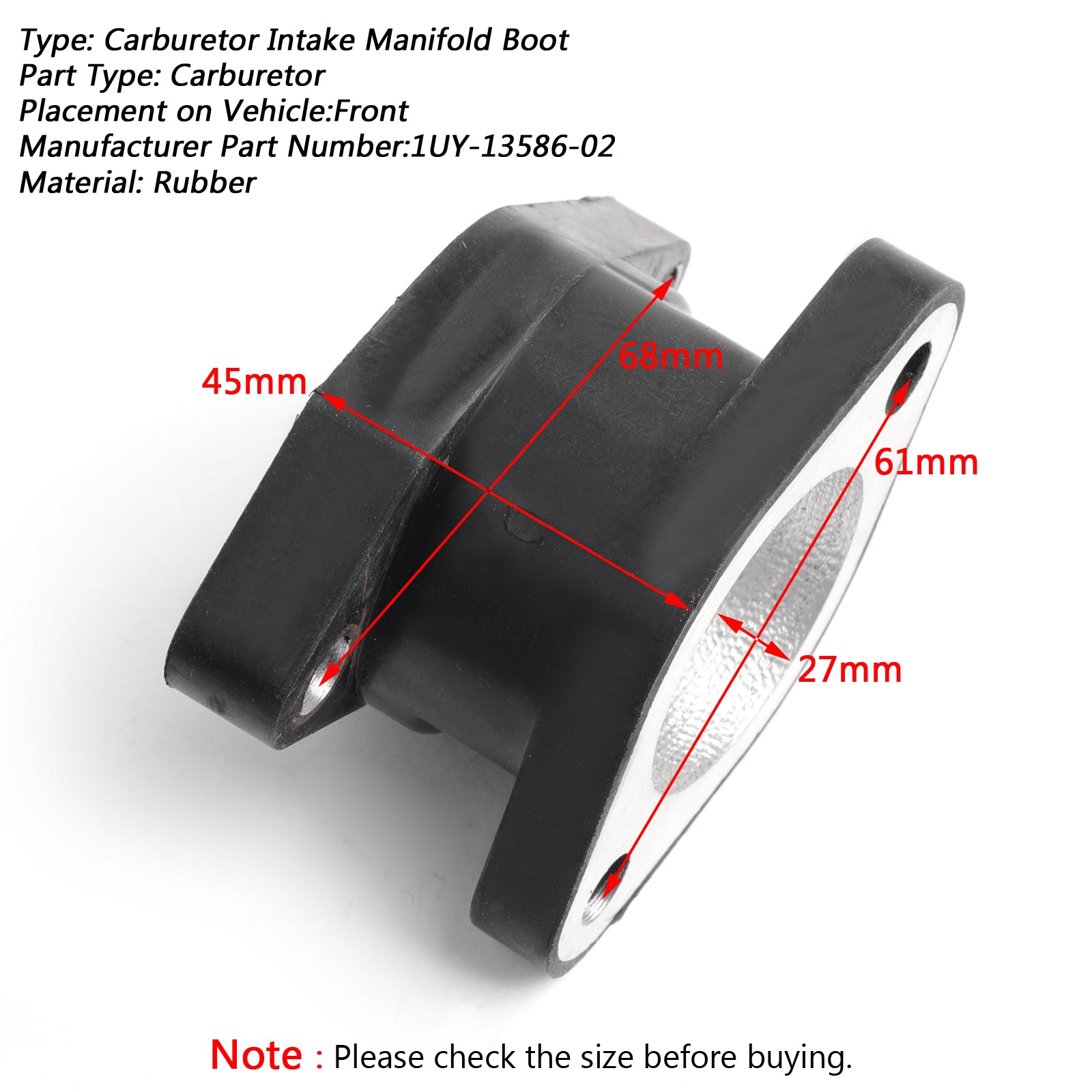 Bota de carburador de admisión 1UY-13586-02 para Yamaha YFM350X Warrior 350 YFM350FX