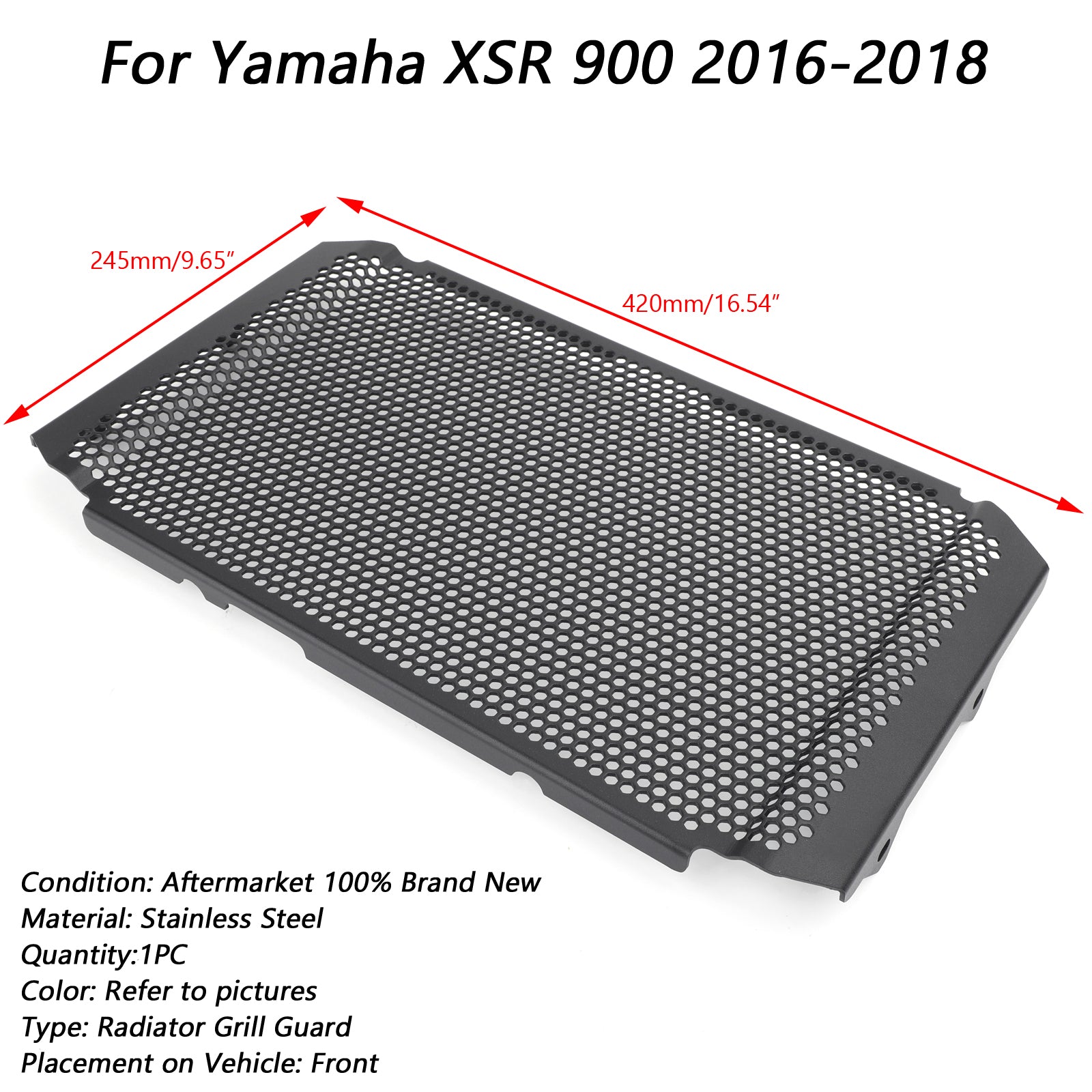 Cubierta protectora de radiador negra para Yamaha XSR900 Tracer 900 MT-09 / SP 16-20