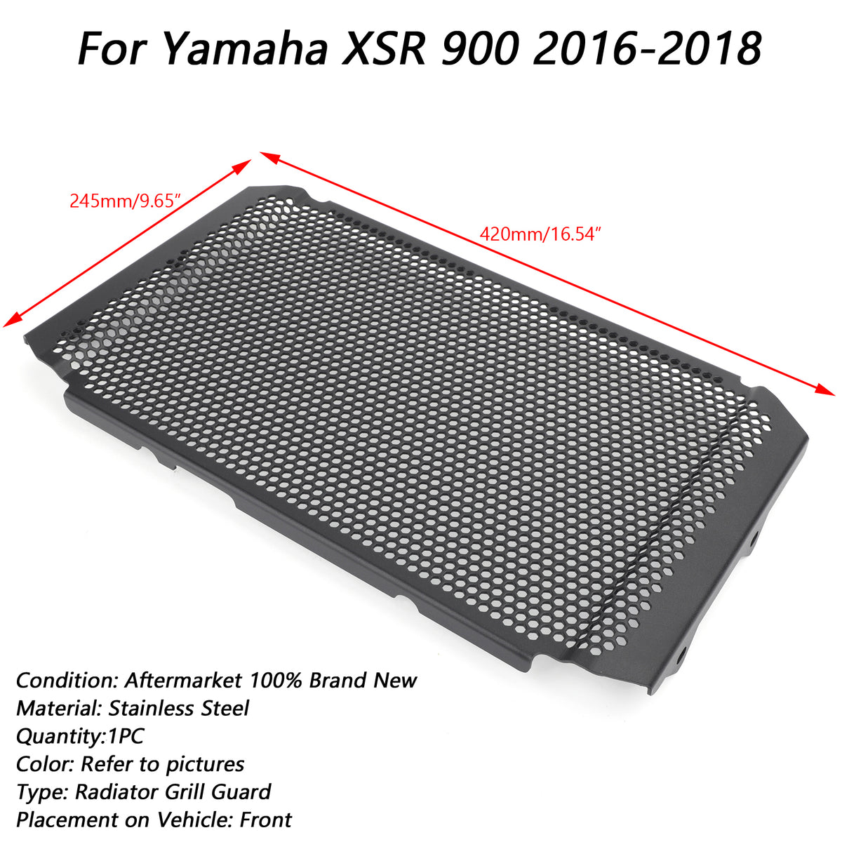 Schwarze Kühlerschutzabdeckung passend für Yamaha XSR900 Tracer 900 MT-09 / SP 16-20