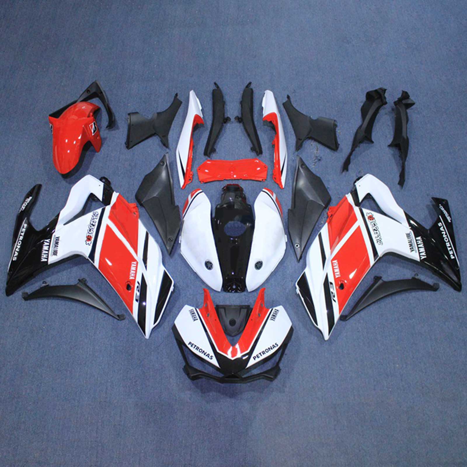 Kit de carénage Amotopart Yamaha 2014-2018 YZF R3 & 2015-2017 YZF R25 Kit de carénage rouge blanc