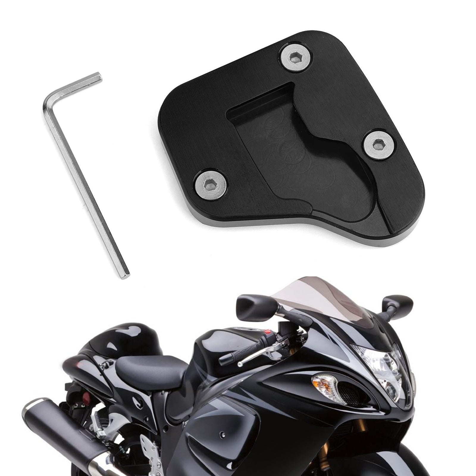 Ständer-Seitenständer-Verlängerungspolster, passend für Suzuki Hayabusa GSXR 1300R 2008–2019 