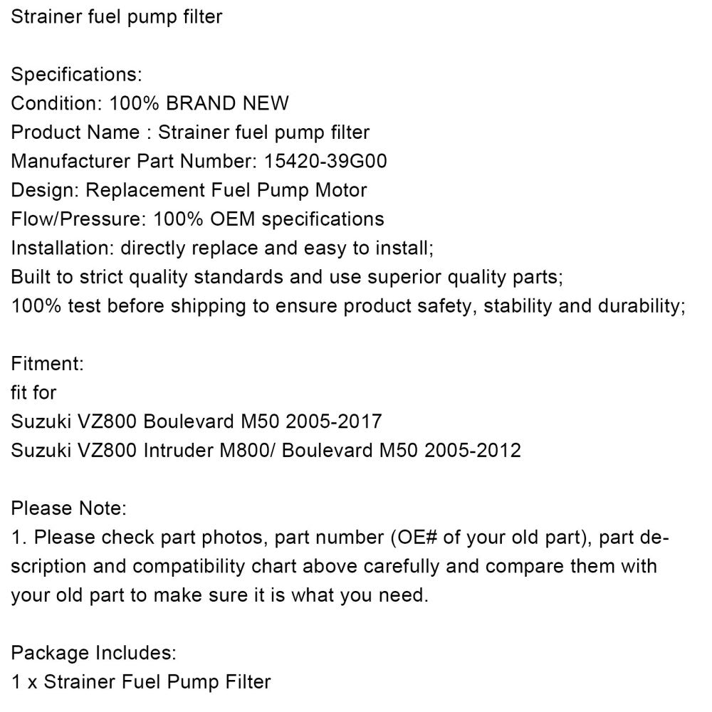 Sieb Kraftstoffpumpenfilter für Suzuki VZ800 Boulevard Intruder #15420-39G00