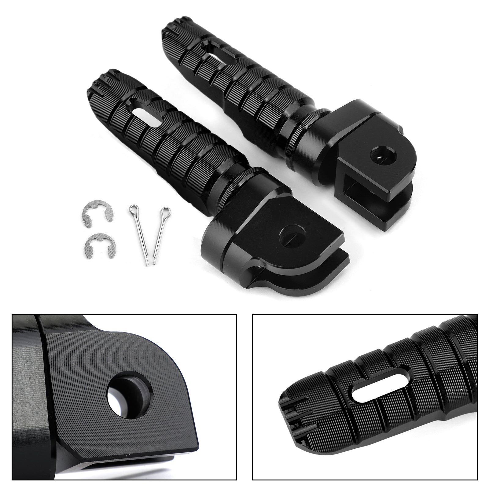 Front Footrests Foot Peg Fit For Honda VTR250 09-13 VFR800F MSX125 GROM125 14-19 CBR1000RR 04-19 CB900F 02-07 Black