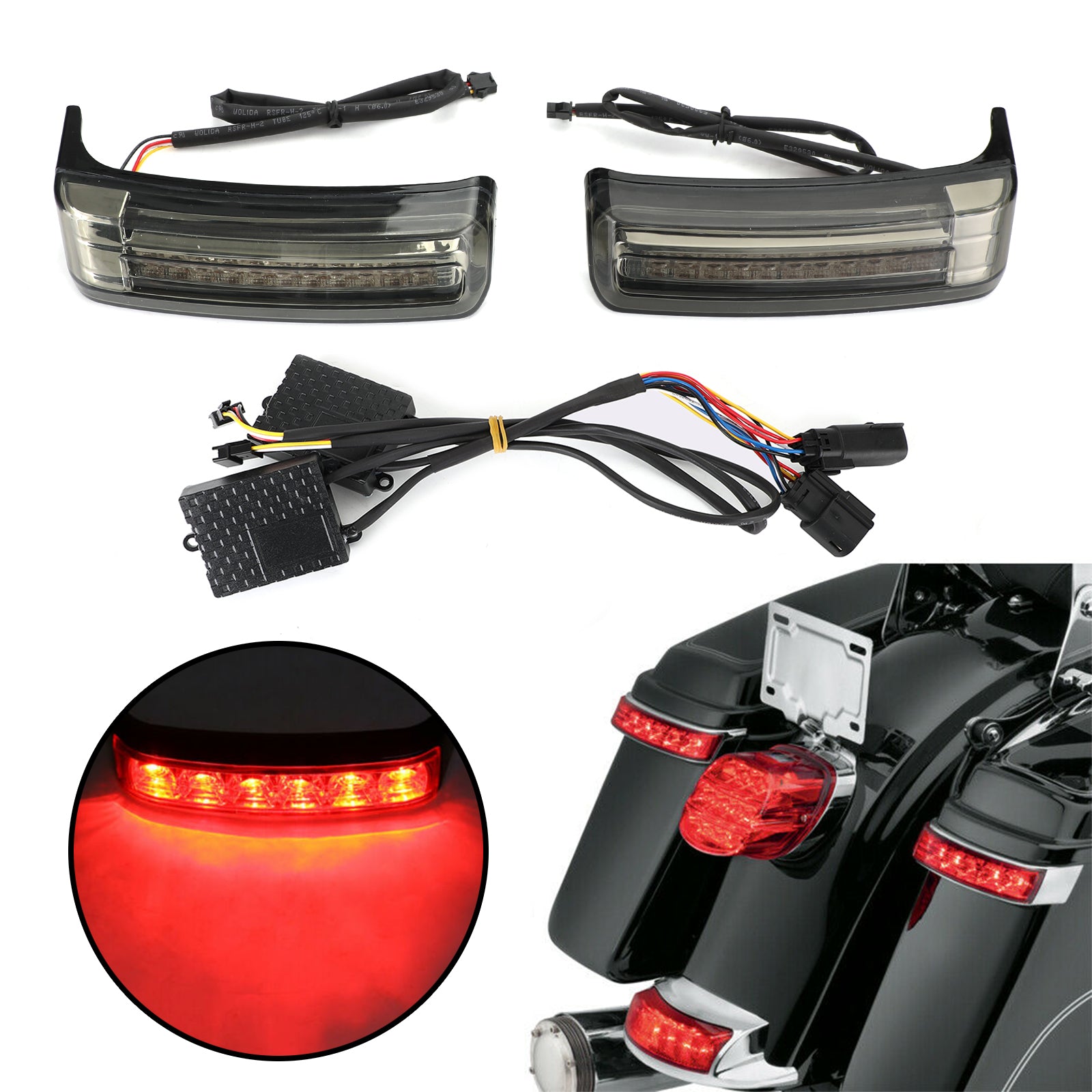 LED-Satteltaschen-Satteltaschen-Lauf-Brems-Blinker-Leuchten für Touring 2014–2021, generisch