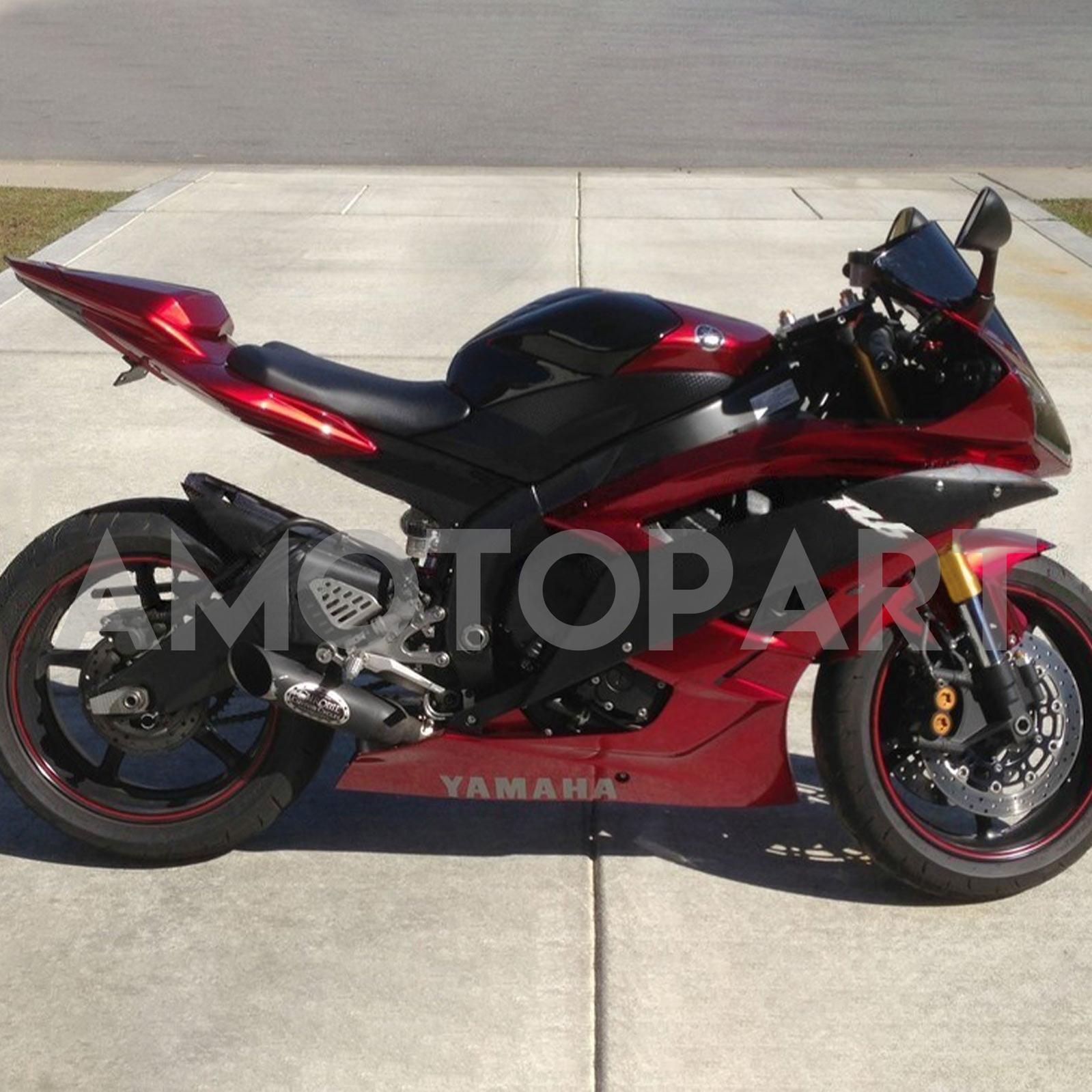 Amotopart Yamaha 2006-2007 YZF 600 R6 Red Black Fairing Kit