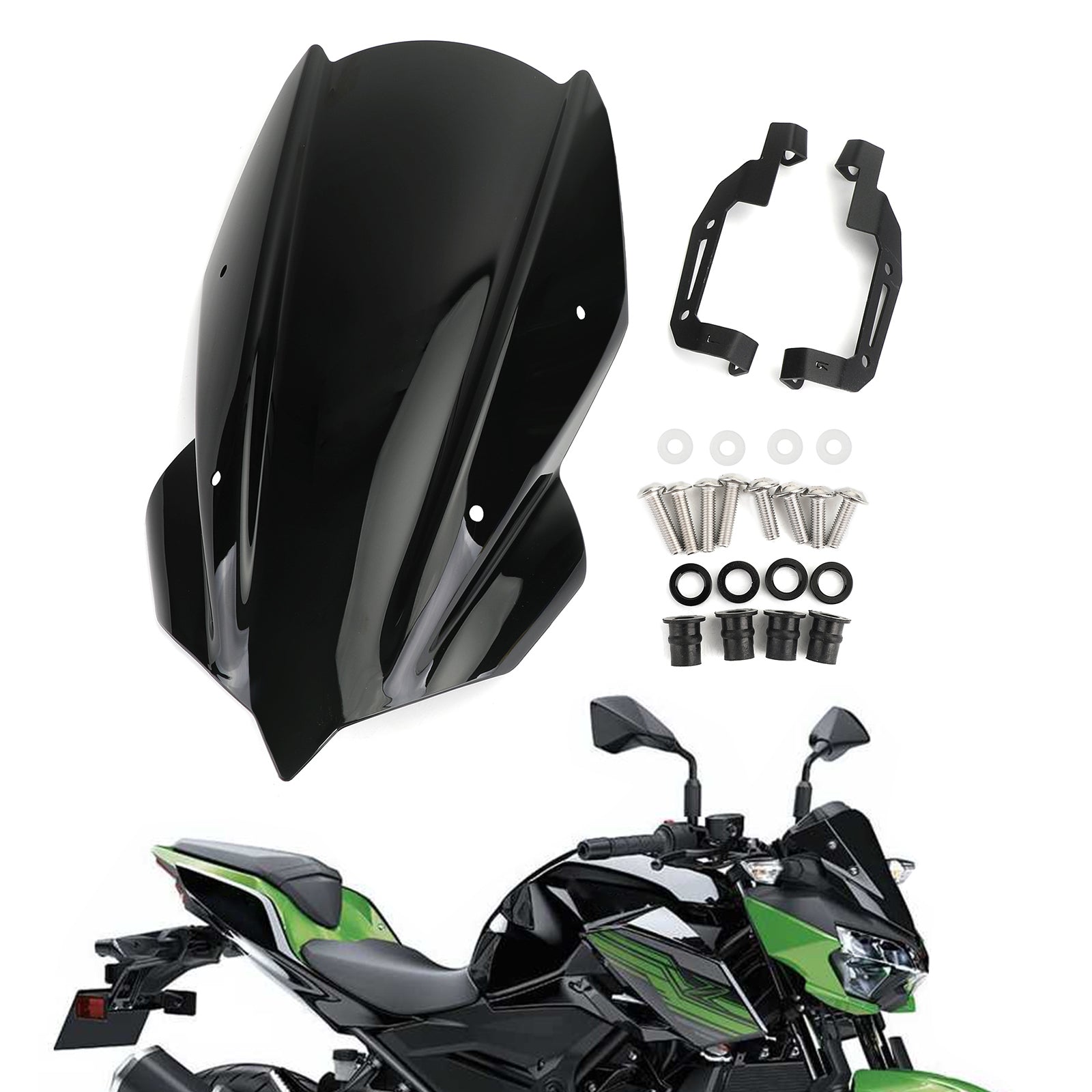 ABS 4mm オートバイフロントガラススクリーンフロントガラス Kawasaki Z400 2019-2020 汎用