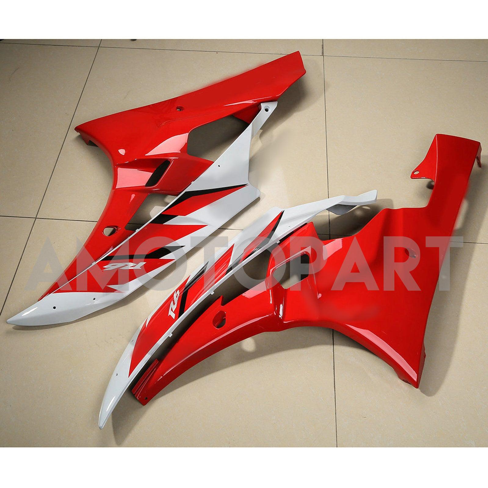 Amotopart 2006-2007 Yamaha YZF-R6 Rouge&Kit de carénage blanc