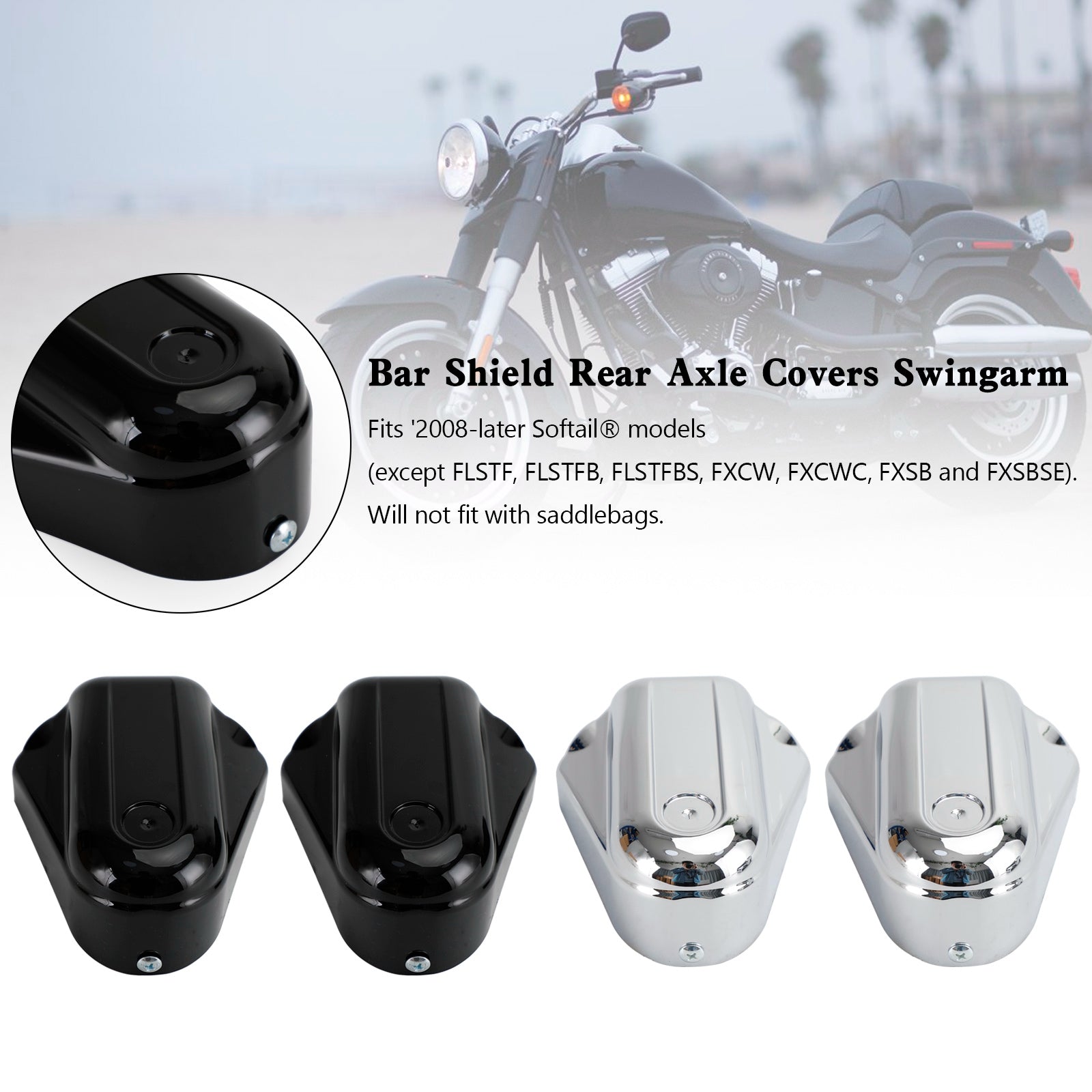 Bar Shield Rear Axle Covers Swingarm For Softail FLS FLSTN 2008-2020