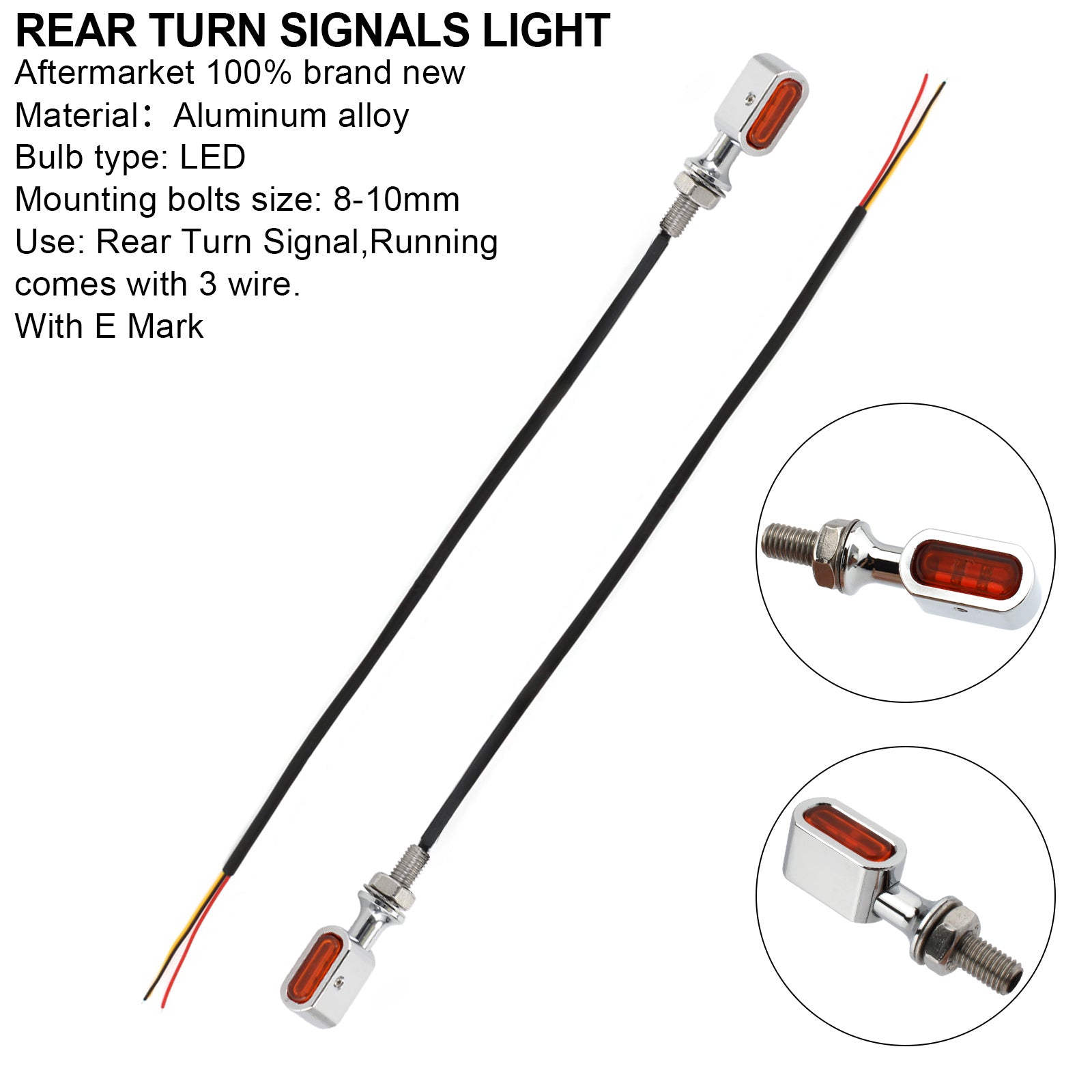 Sportster Touring Dyna Softail LED Rear Mini E Mark Turn Signal Indicator