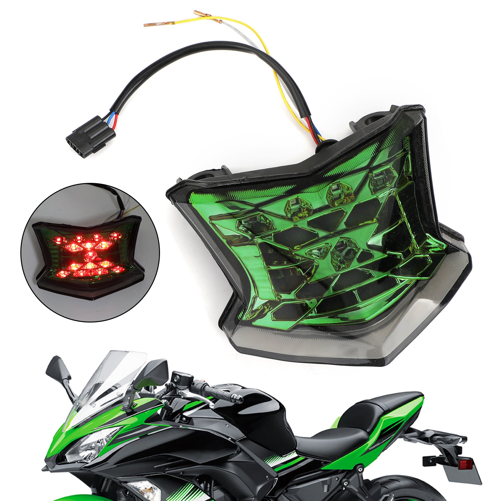 Clignotants de frein LED, feu arrière pour Kawasaki Z650 Ninja 650 Z900 17-19, argent