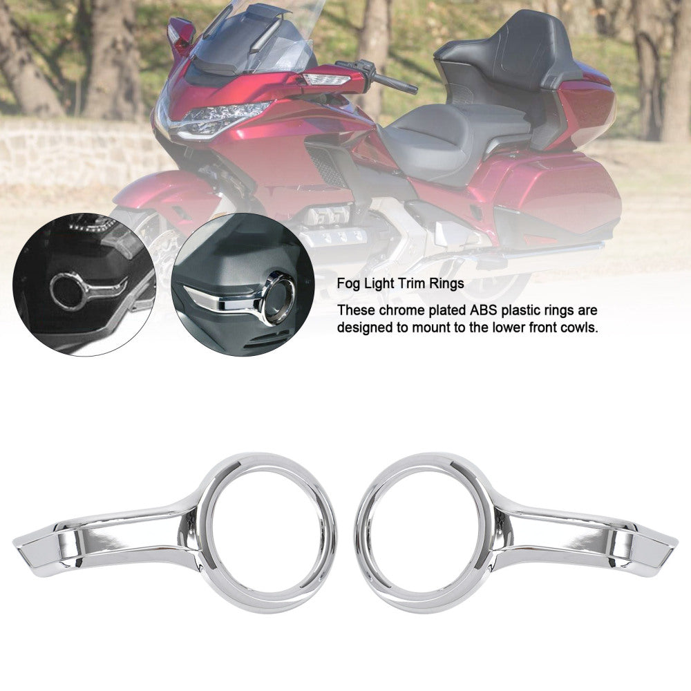 Chrome Fog Light Trim Rings Case for HONDA Goldwing GL1800 F6B 2018-2021 Generic