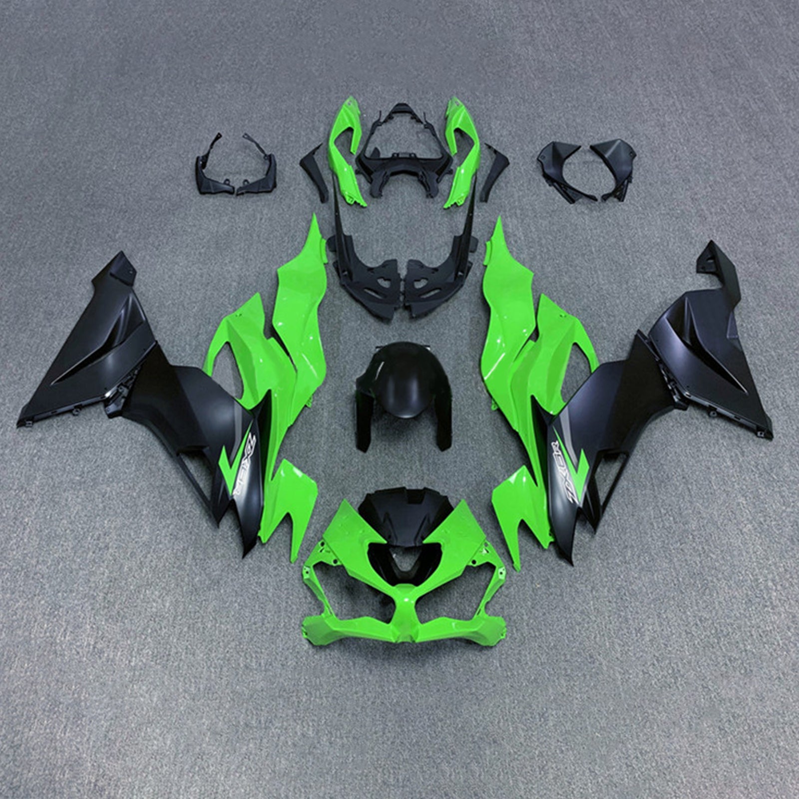 Kit de carénage Amotopart Kawasaki 2019-2023 ZX6R noir vert