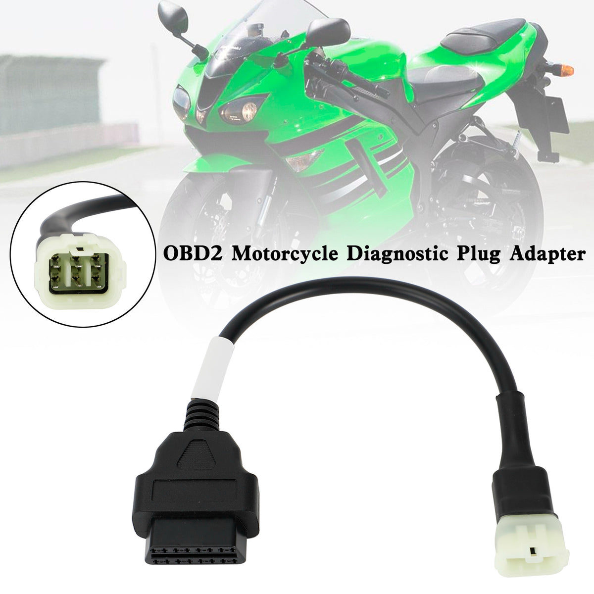 OBD2 6 Pin Diagnostic Plug Adapter For Kawasaki Motorcycle Scooter ATV Cable Generic