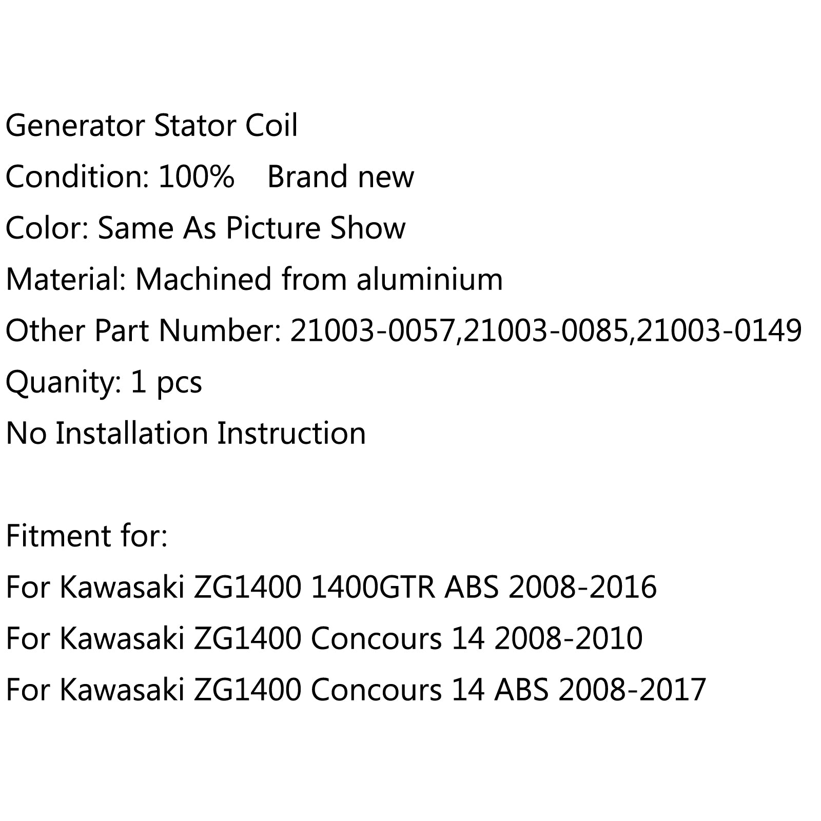 Generator Stator Coil For Kawasaki ZG1400 1400GTR ABS 08-16 Concours 14 08-10 via fedex