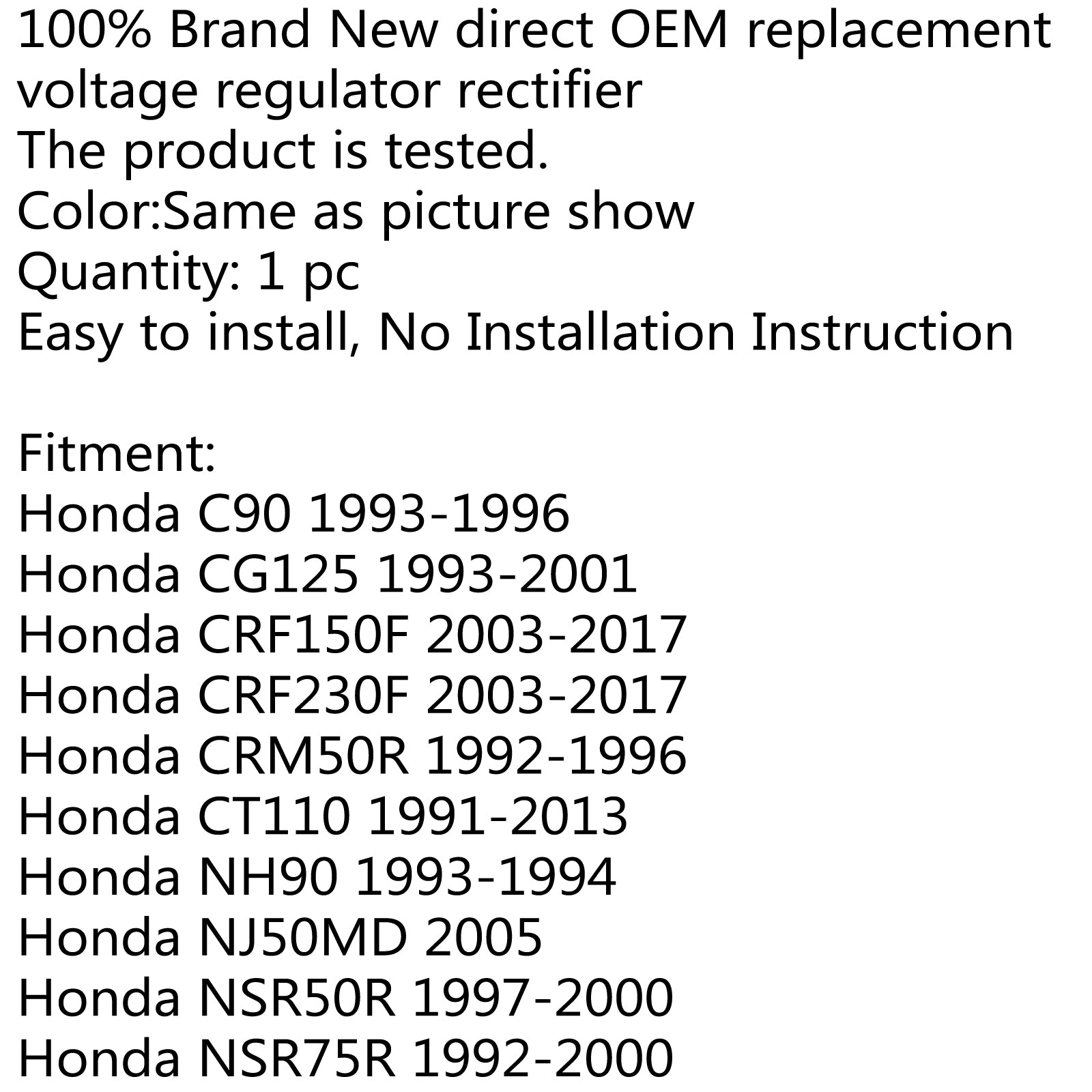 Rectificador regulador de voltaje de motocicleta para Honda C90 NH90 SGX50 SH/SJ