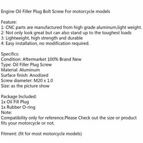 Füllen Sie für Bk Bucati Plug M20 Honda Screw Engine Kawasaki Yamaha Cap H9 Oil Filler