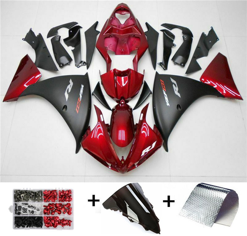 Amotopart 2009-2011 YZF R1 ヤマハ フェアリング レッド ブラック キット