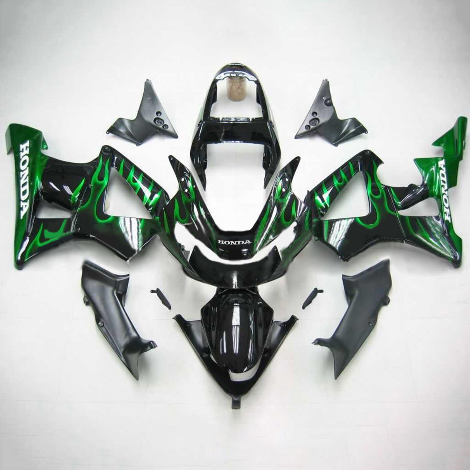 Amotopart 2000-2001 Honda CBR929RR Fairing Black&Green Fire Kit