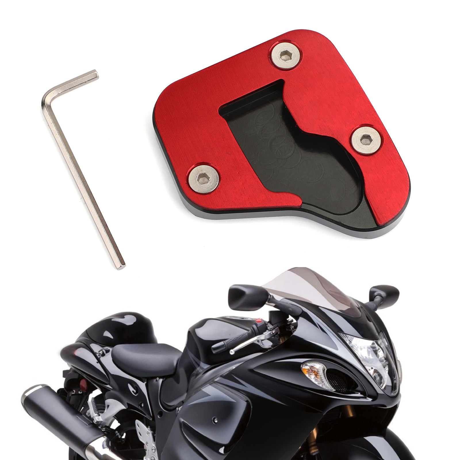 Ständer-Seitenständer-Verlängerungspolster, passend für Suzuki Hayabusa GSXR 1300R 2008–2019 