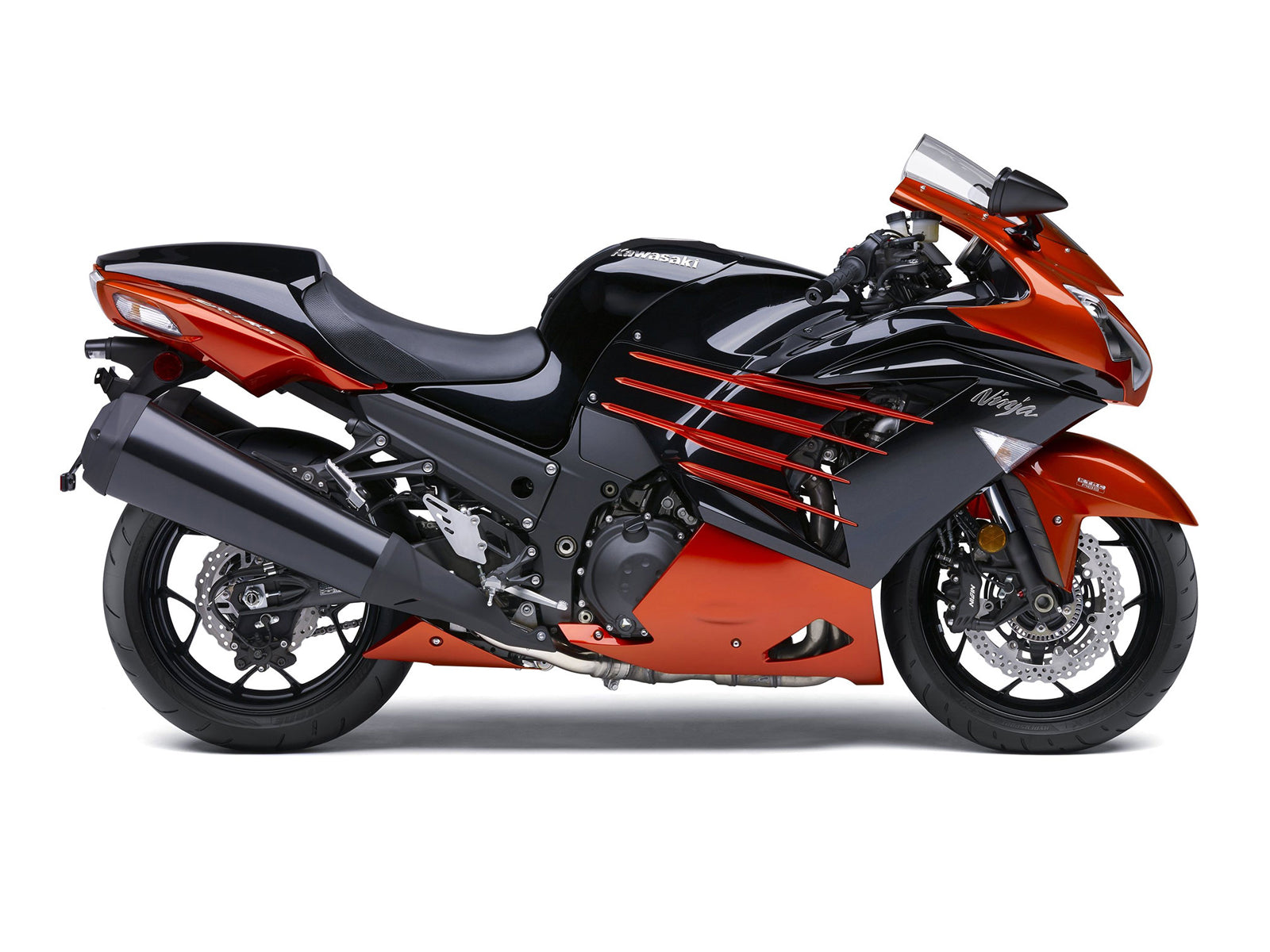 Amotopart Kawasaki 2012-2022 ZX14R ブラック ミックス レッド フェアリング キット