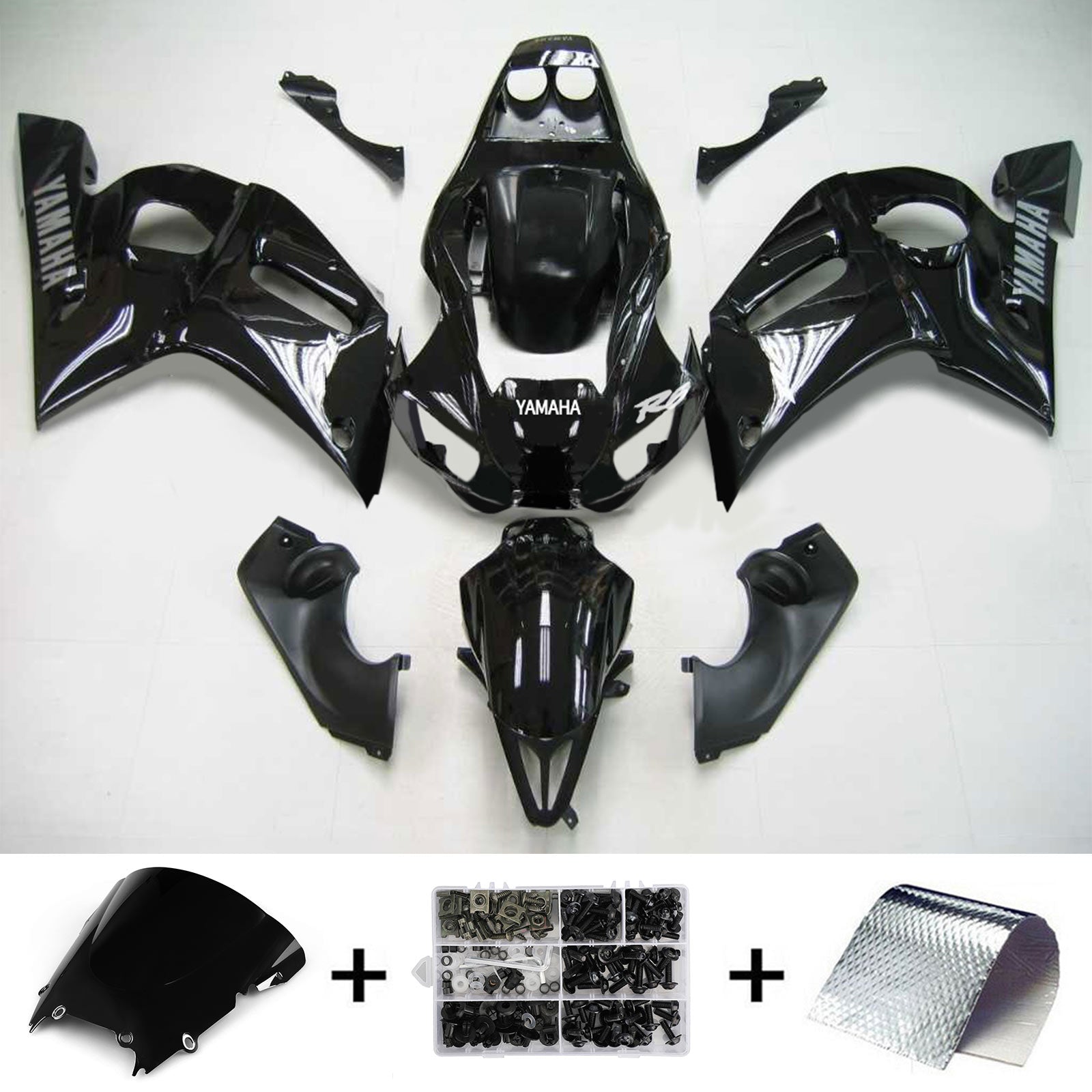 Amotopart Yamaha 1998-2002 YZF 600 R6 Black Fairing Kit