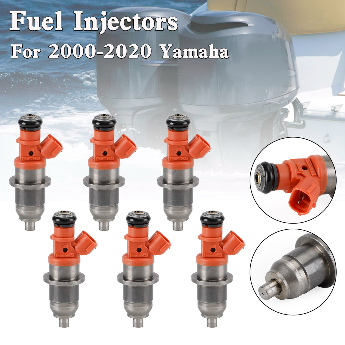 6PCS 68F-13761-00-00 Iniettori di carburante per Yamaha fuoribordo HPDI 150-200 HP E7T05071