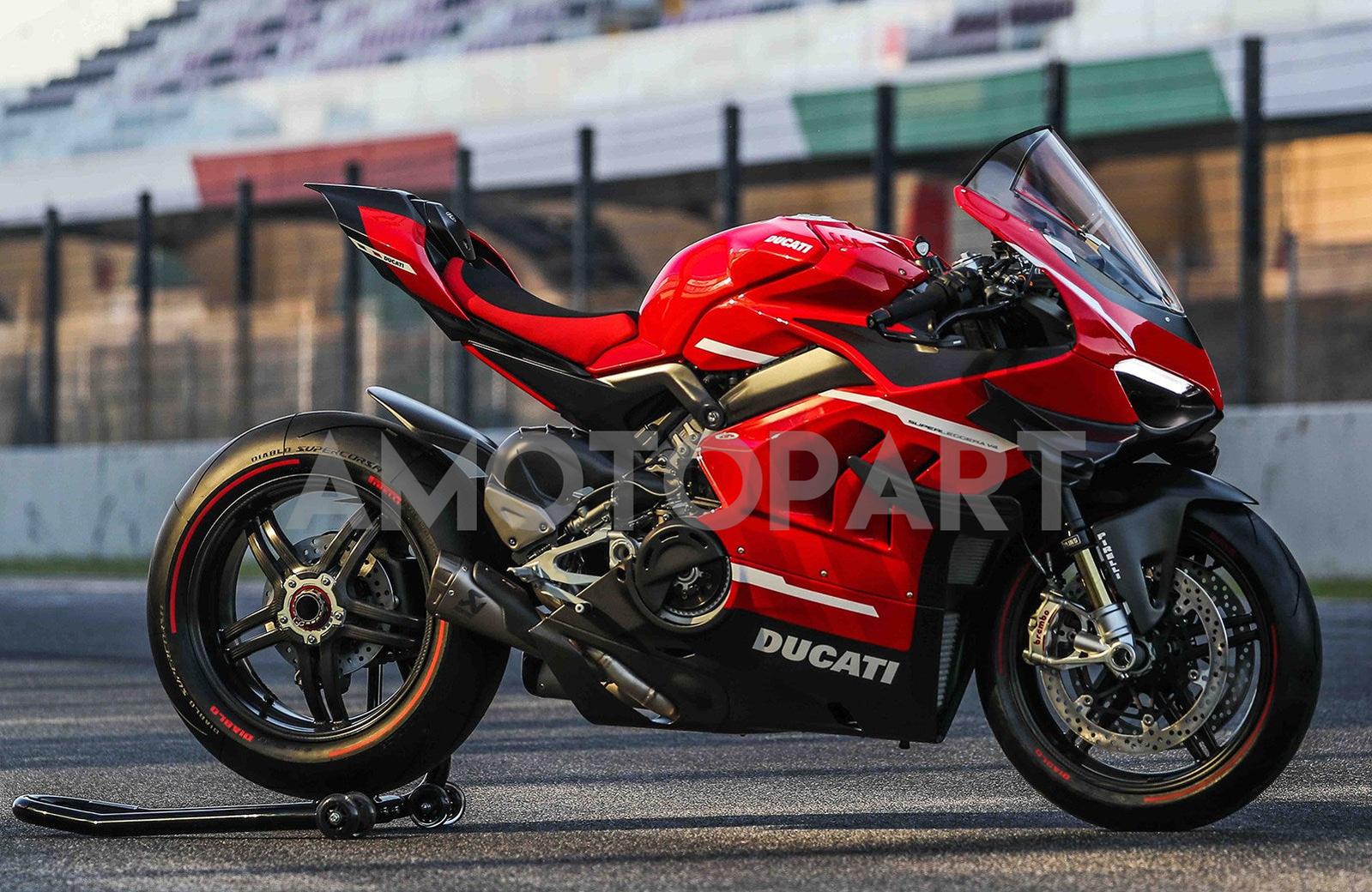 Amotopart Ducati 20-21 Panigale V4 V4S White with Red Fairing Kit