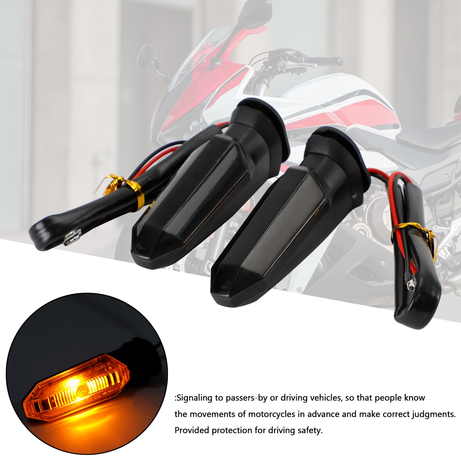 LED Turn Signal Lights Indicator Lamps For HONDA CRF250 CB500 CB650F CTX700