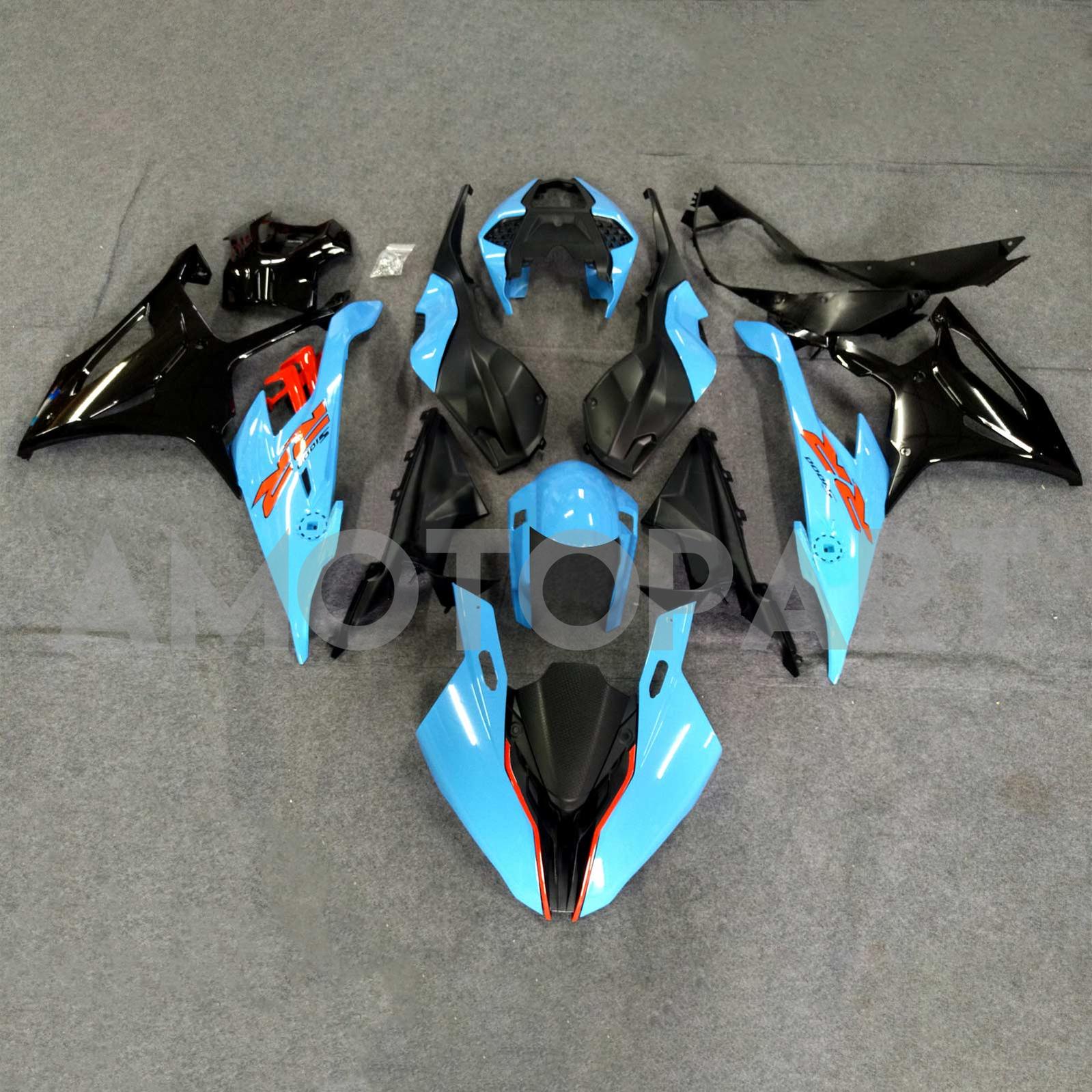 Amotopart 2019-2022 BMW S1000RR/M1000RR Black Cyan Racing Fairing Kit