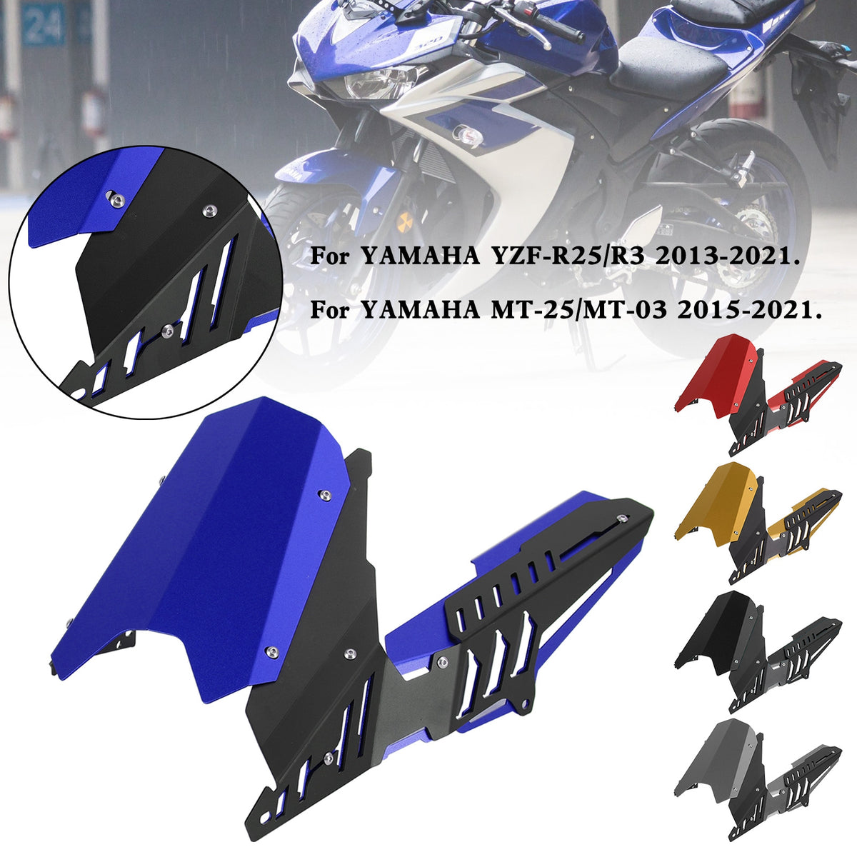 Hintere Kettenrad-Kettenschutzabdeckung für Yamaha YZF R25 R3 MT-25 MT-03 13–21 Generisch