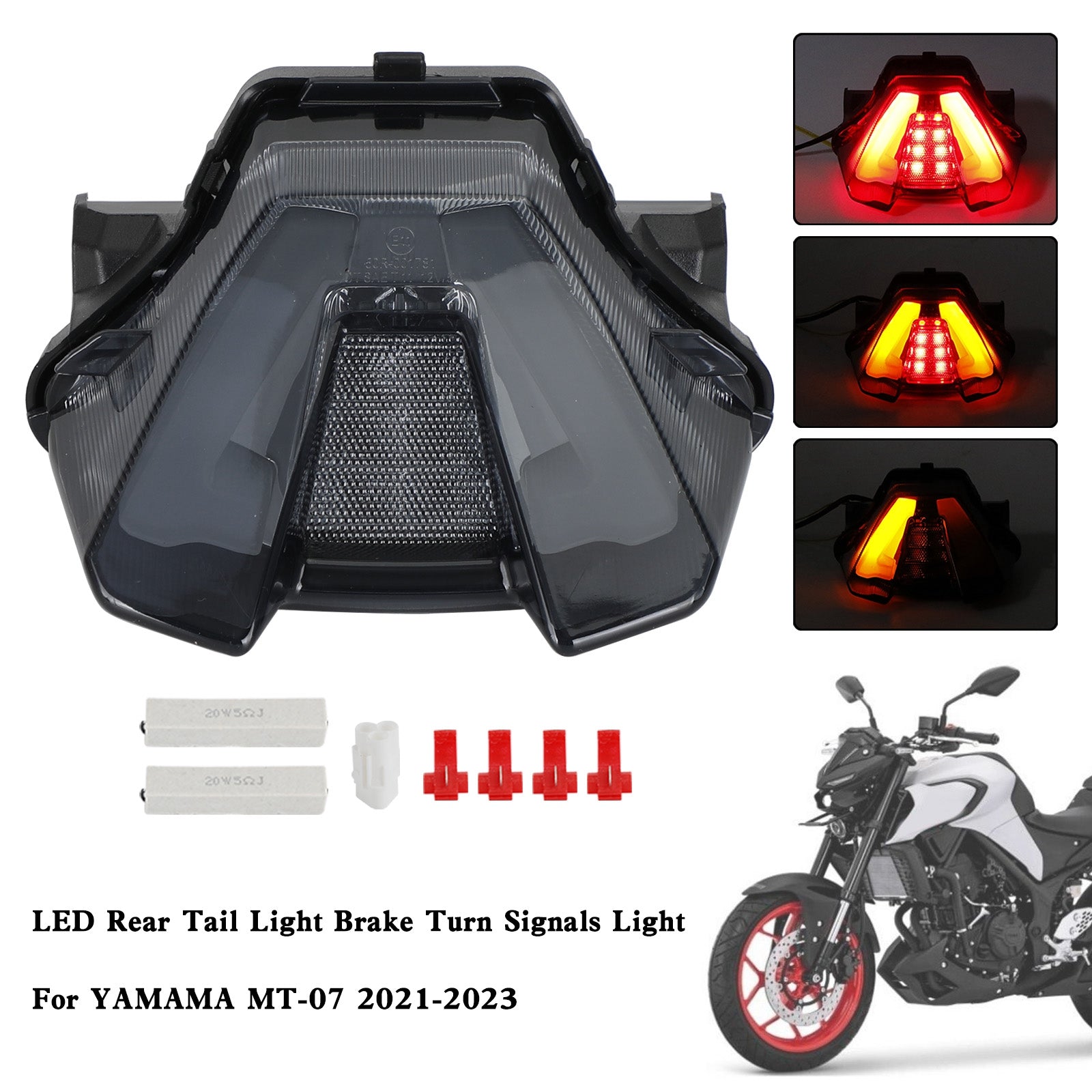 LED Rear Tail Light Brake Turn Signals For Yamaha MT-07 MT07 2021-2023