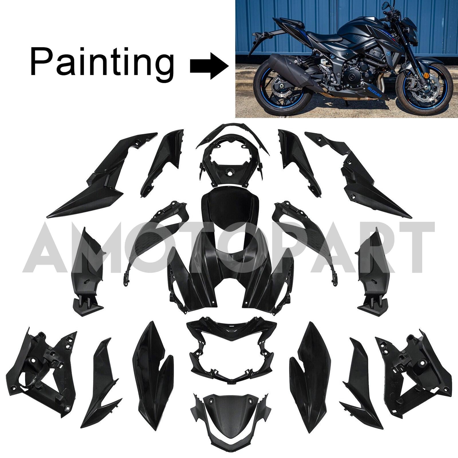 Amotopart 2017-2022 Suzuki GSX-S 750 Fairing Black&Letter Kit