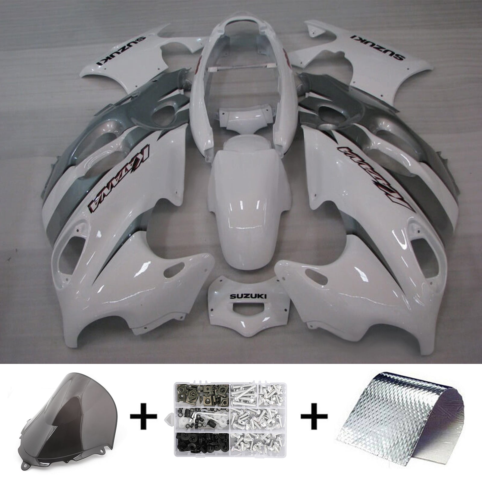 Amotopart Verkleidungssatz für Suzuki Katana GSXF600/750, 1998–2006, Weiß