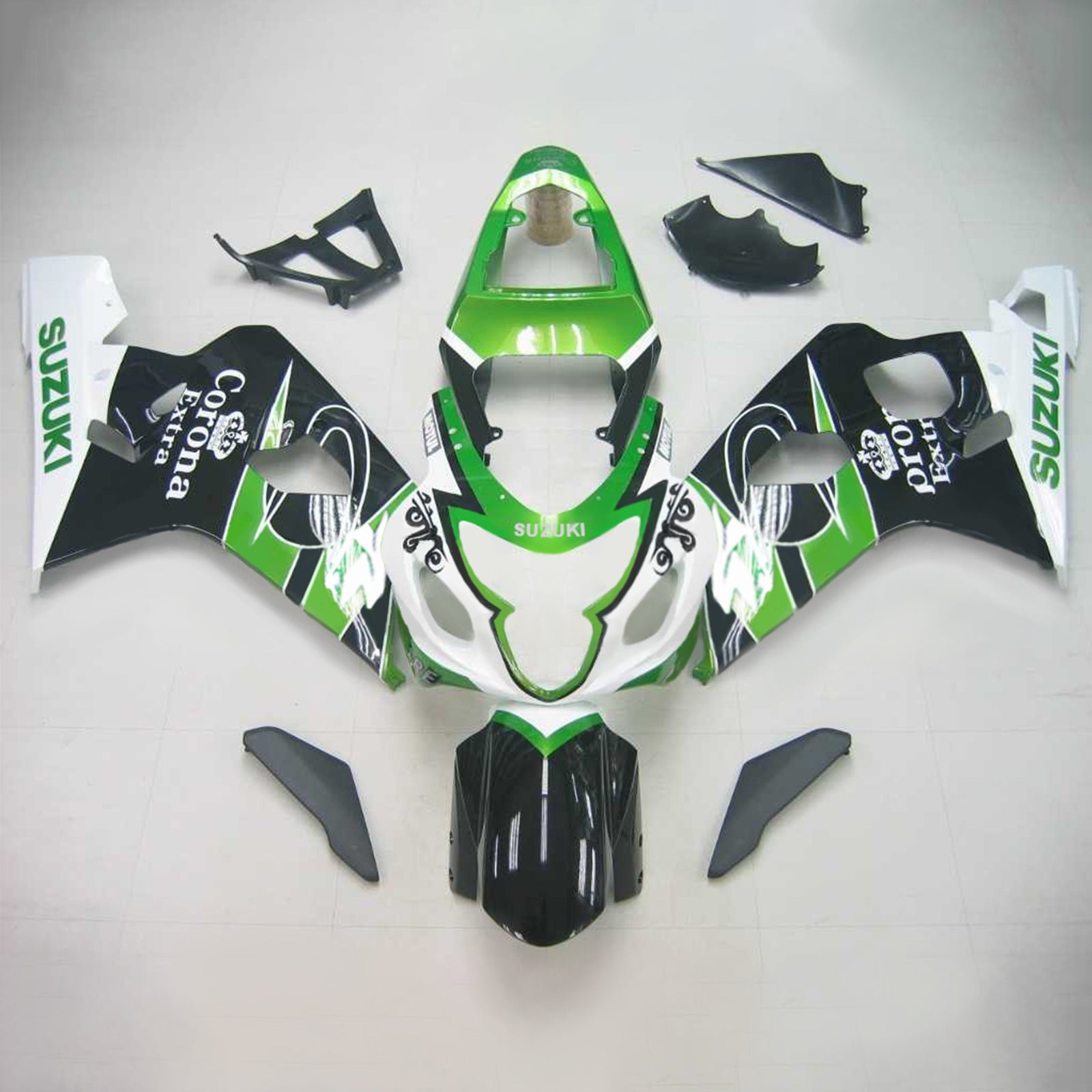 Amotopart Suzuki 2004–2005 GSXR 600/750 Grün Schwarz Verkleidungsset
