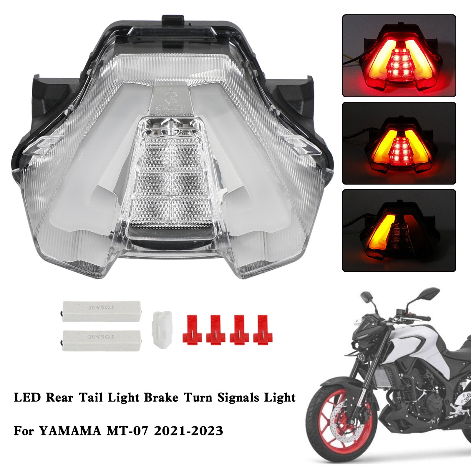 LED Rear Tail Light Brake Turn Signals For Yamaha MT-07 MT07 2021-2023