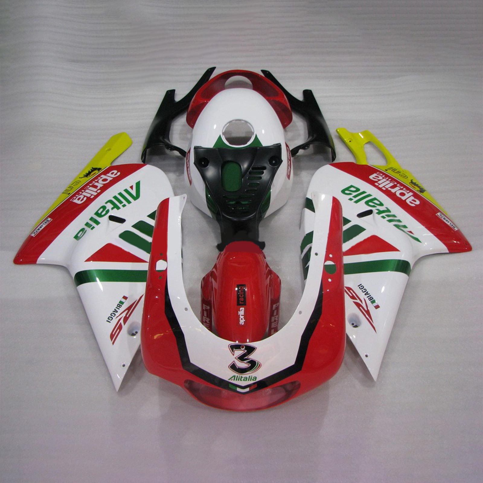 Amotopart 2000–2005 Aprilia RS125 grün-rotes Verkleidungsset