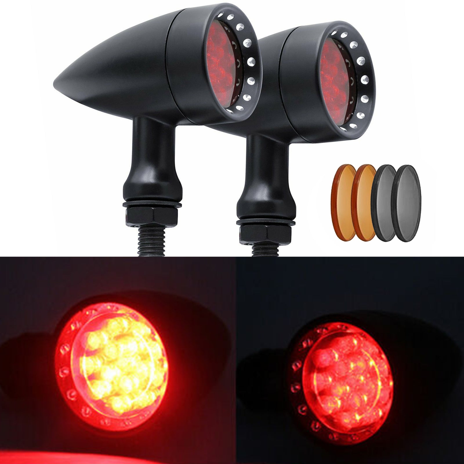 M10 Universal Motorcycle Turn Signal Light Indicators Blinker Bullet Lamp