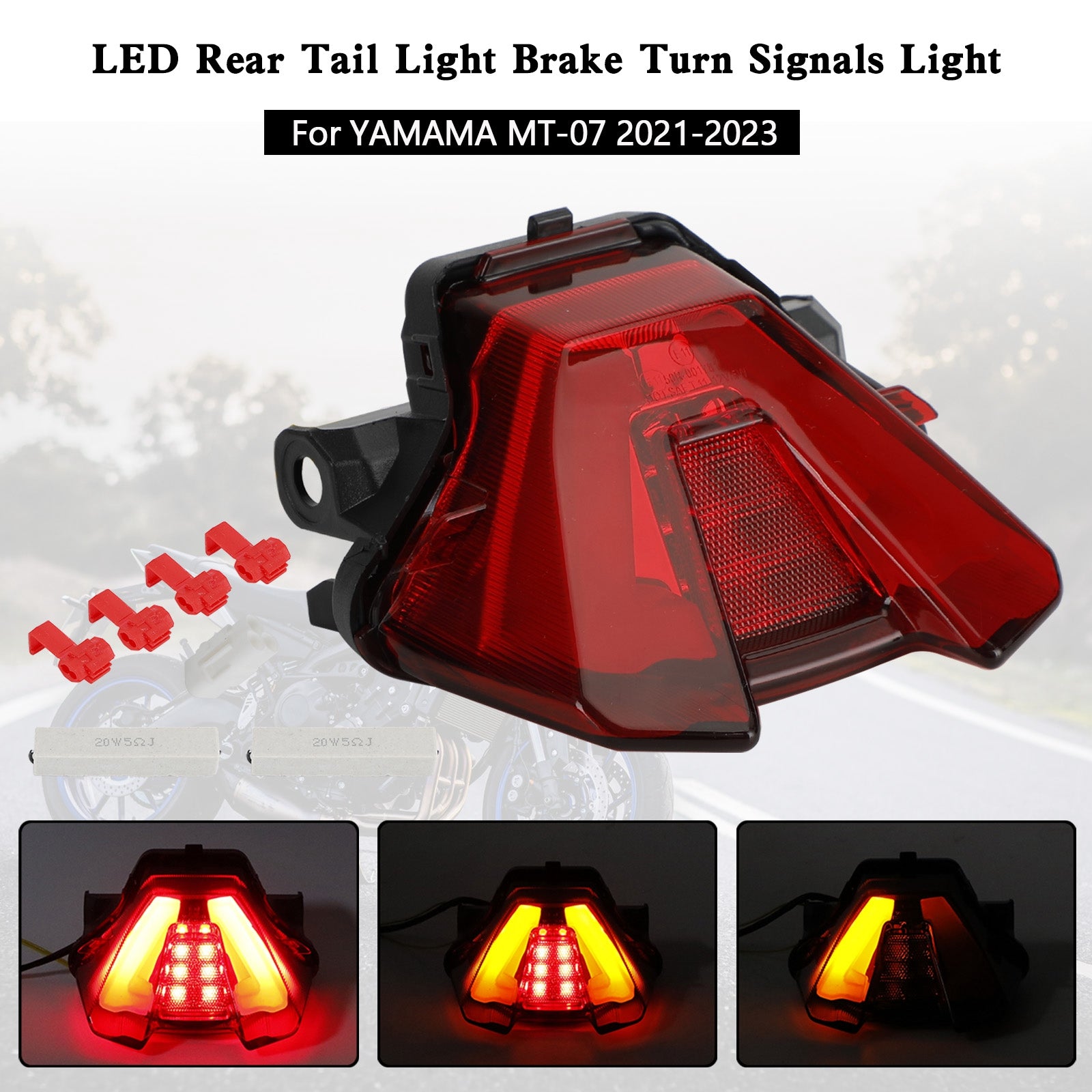 LED Rear Tail Light Brake Turn Signals For Yamaha MT-07 MT07 2021-2023