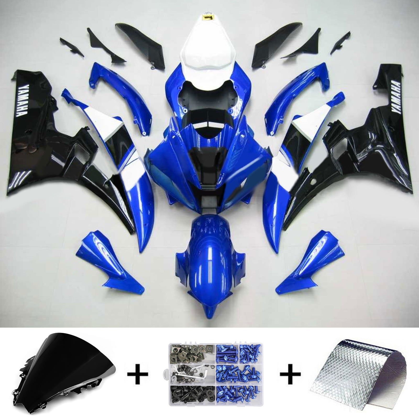 Amotopart Yamaha 2006-2007 YZF 600 R6 Blue Black Fairing Kit
