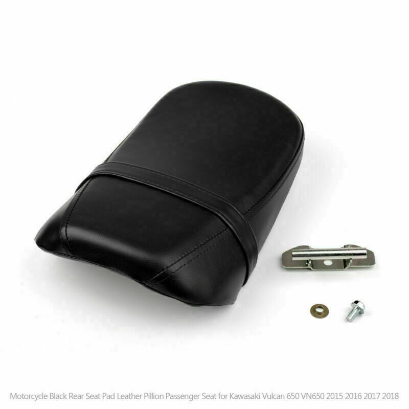 Moto Nero Sedile Posteriore Pad In Pelle Passeggero Sedile per Kawasaki Vulcan 650 VN650 2015 2016 2017 2018 Generico