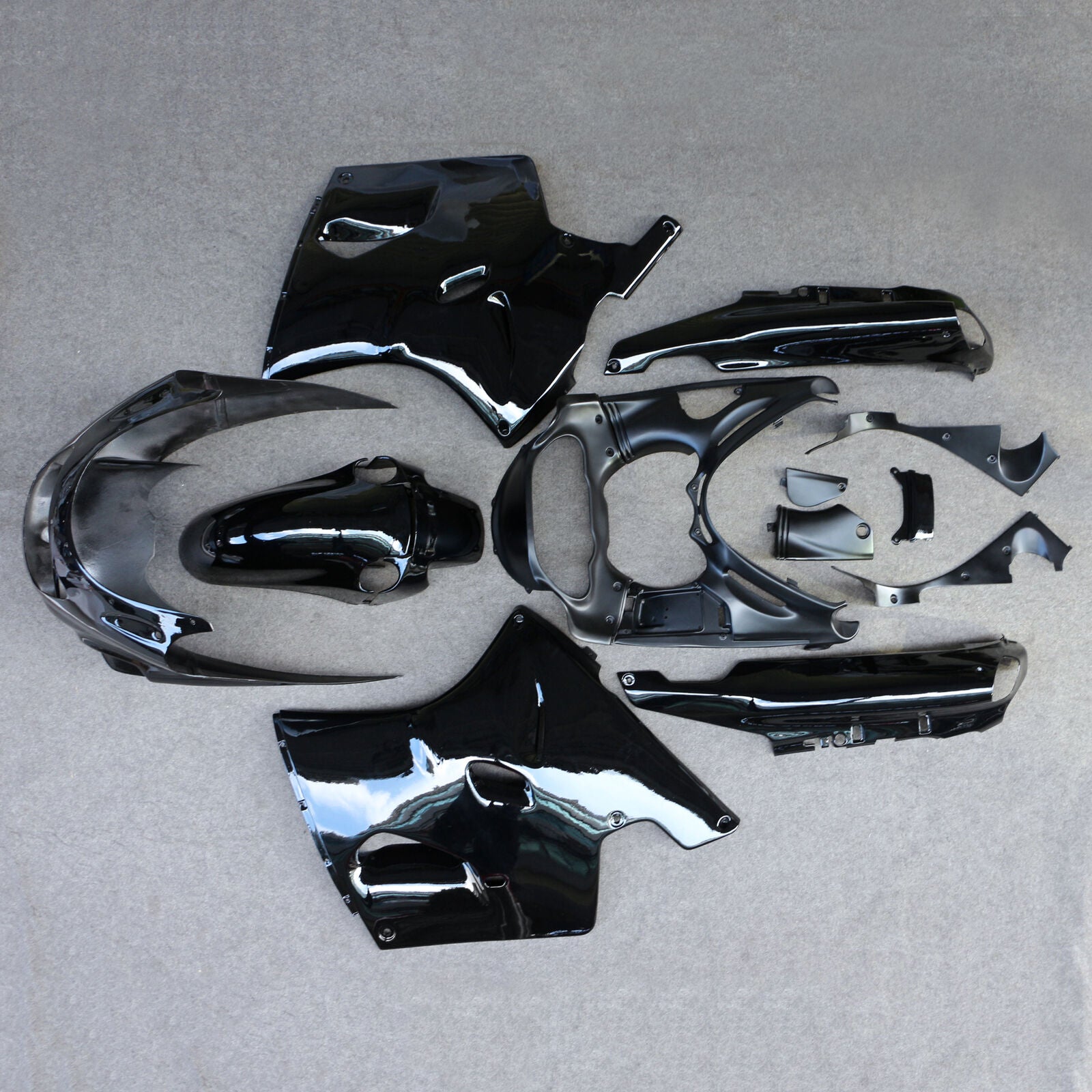 Amotopart 1993-2003 Kawasaki ZZR1100 Glossy Black Fairing Kit