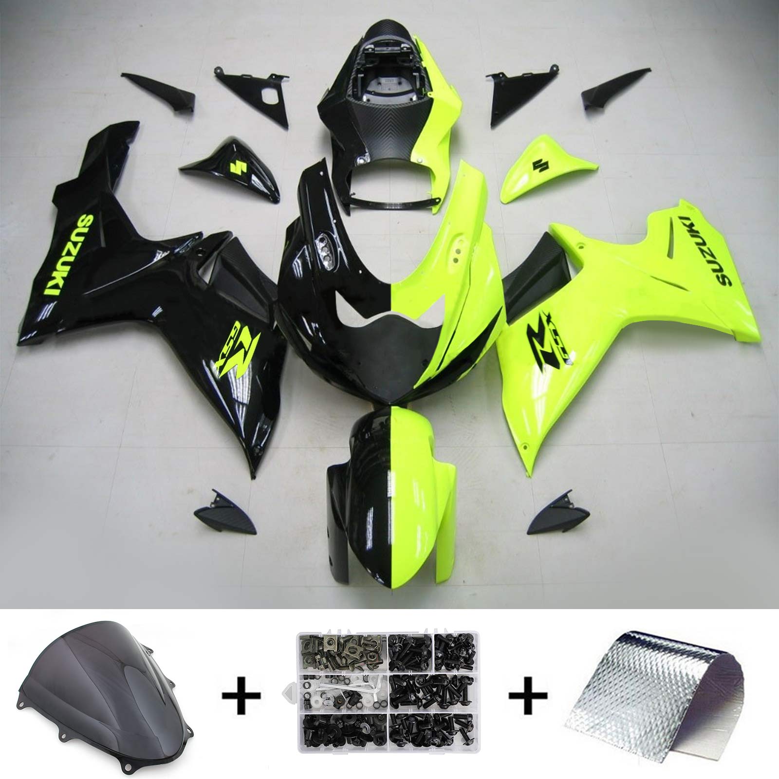 Amotopart Suzuki 2011-2026 GSXR 600/750 Black Yellow Fairing Kit