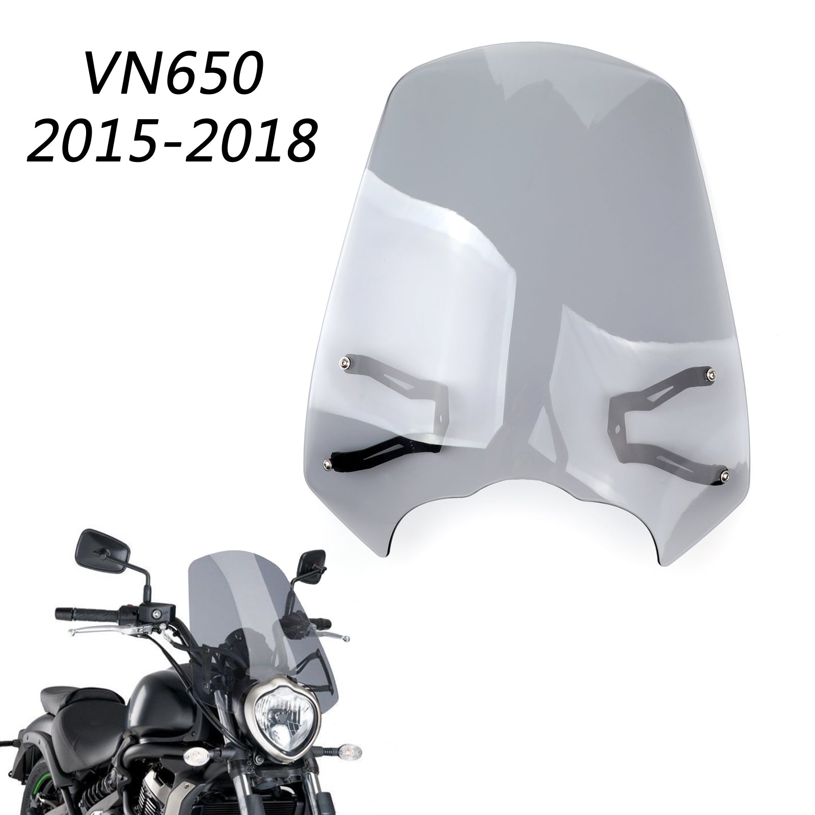 Pare-brise pare-brise avec support adapté pour Kawasaki Vulcan S 650 2015-2020 gris